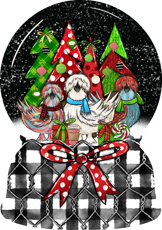 Letrero de Navidad, Gallinas Navideñas, letrero de madera, DECOE-W-902, Colgante de Puerta de 55,88 cm