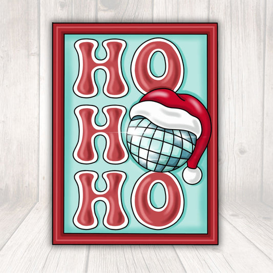 Letrero de Navidad, Letrero de Bola de Discoteca, PCD-W-114-DH, Colgador de Puerta PCD de Madera de 22"