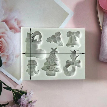 Stevvex Christmas silicone mold set for fondant and cake decor with snowman and tree on Tampa Home & Garden Store