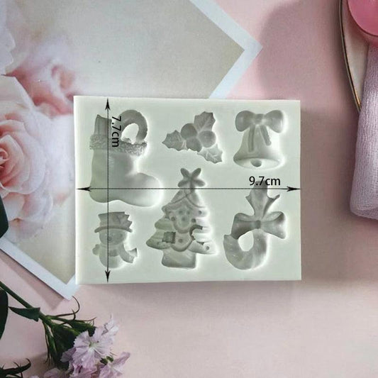 Stevvex Christmas silicone mold set for fondant and cake decor with snowman and tree on Tampa Home & Garden Store