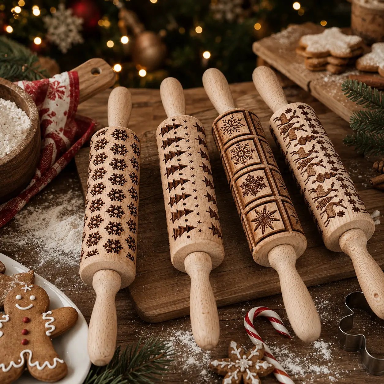 Christmas Rolling Pin Set In 10 Styles Varieties