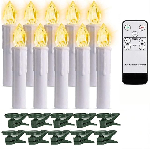Christmas Clip Candle warm white LED flameless ivory taper candles with remote Stevvex 12 clips on Tampa Home & Garden Store