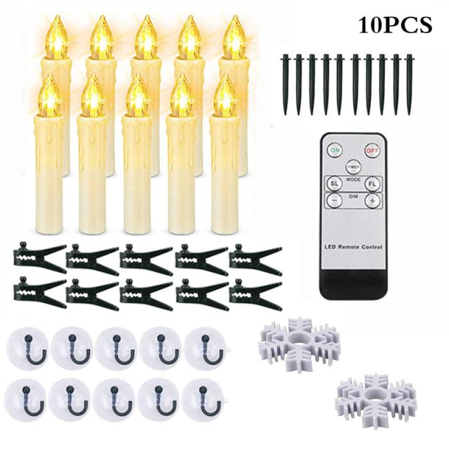 Stevvex 10pcs warm white flameless LED taper candles with remote waterproof ivory garden decor on Tampa Home & Garden Store