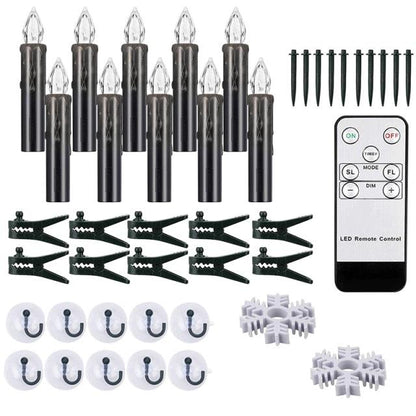 Stevvex warm white LED flameless taper candles set with remote, suction cups and clips on Tampa Home & Garden Store