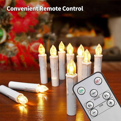 Stevvex flameless LED taper candles warm white ivory remote timer suction cups 9-piece set on Tampa Home & Garden Store