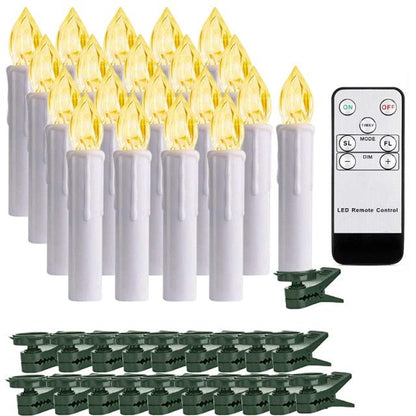 Stevvex flameless LED taper candles ivory warm white flame remote control and mounting clips on Tampa Home & Garden Store