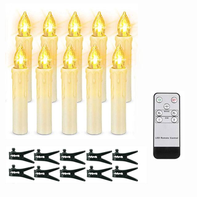 Stevvex ivory LED flameless taper candles with remote; battery powered; suction clips on Tampa Home & Garden Store