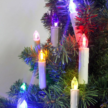 Christmas tree clip candles with warm white LEDs on ivory taper, battery remote timer on Tampa Home & Garden Store