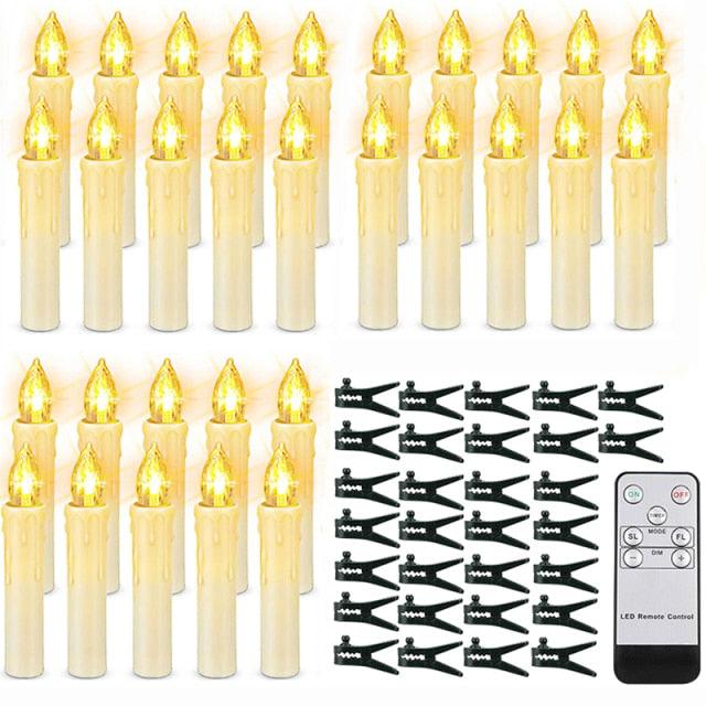 Stevvex LED taper candles warm white ivory batteryoperated remote suction clips 24pc on Tampa Home & Garden Store