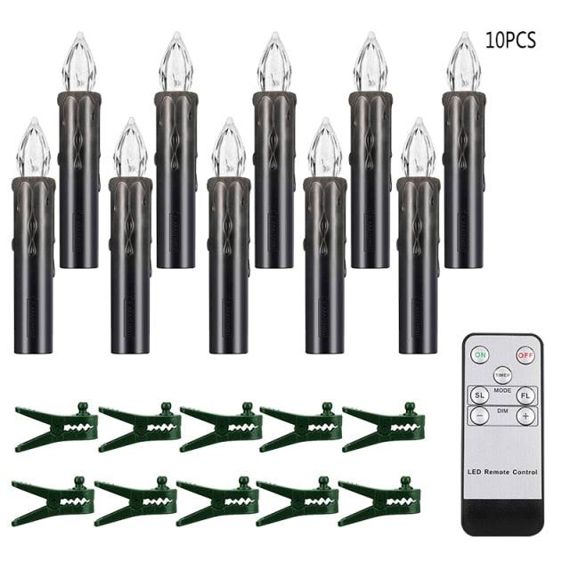 Stevvex LED flameless Christmas tree clip candles ivory warm white with remote 10 candles on Tampa Home & Garden Store
