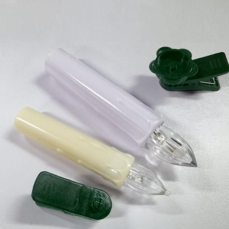 Stevvex flameless taper candle set ivory warm white LED, battery operated with suction clip on Tampa Home & Garden Store
