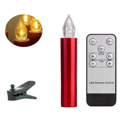 Christmas Tree Clip LED Candle red flameless taper with remote control and tree clamp Stevvex on Tampa Home & Garden Store