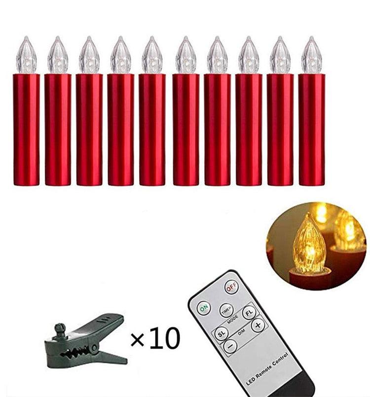 Christmas Tree Clip LED Candles, 10-pack by Stevvex, flameless ivory with remote on Tampa Home & Garden Store
