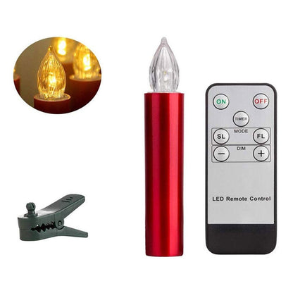 Stevvex 3-item red Christmas tree clip LED candle with remote timer and dimmable function on Tampa Home & Garden Store