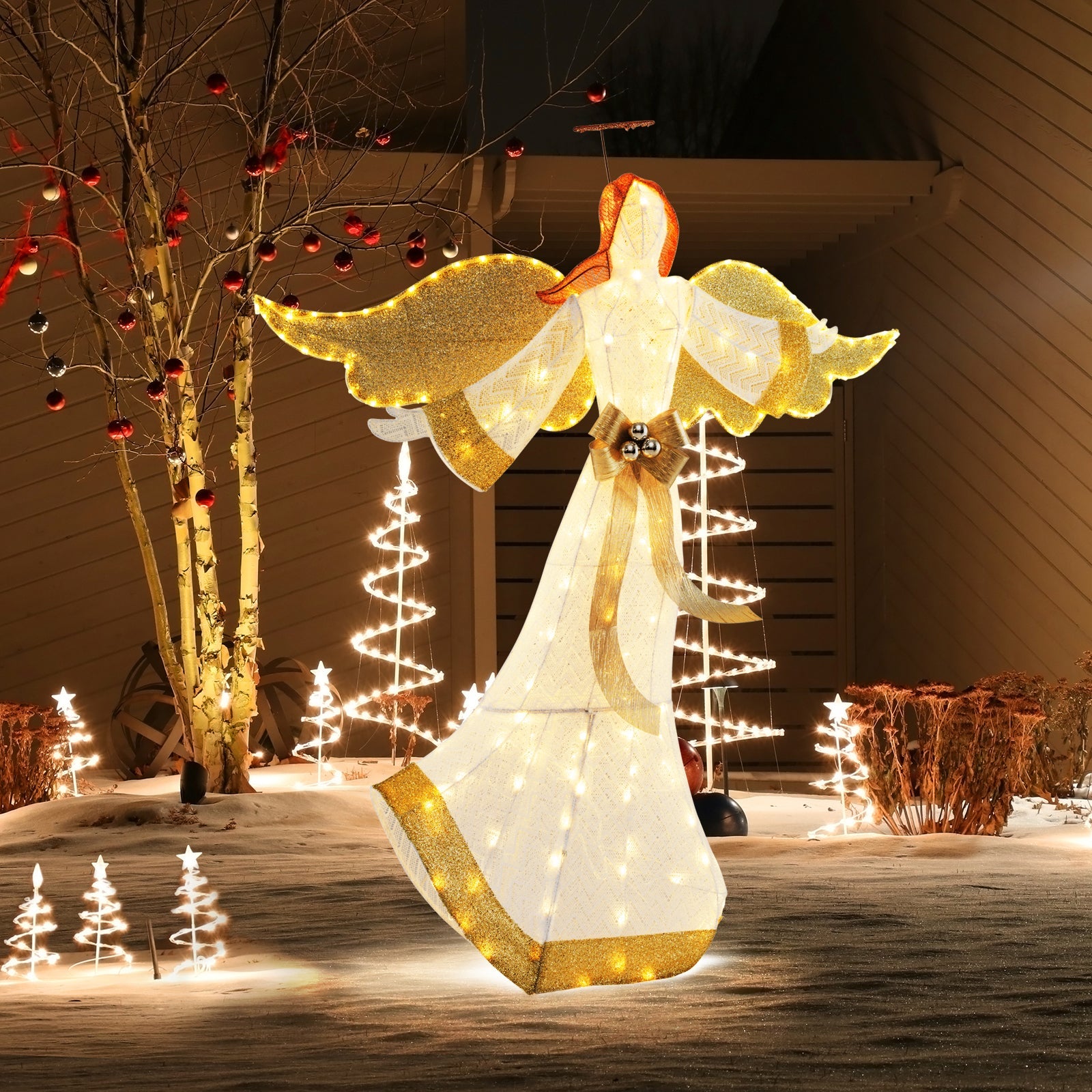 5.2 ft Christmas angel sculpture with halo wings, 180 warm white LEDs, DirectDeals on Tampa Home & Garden Store
