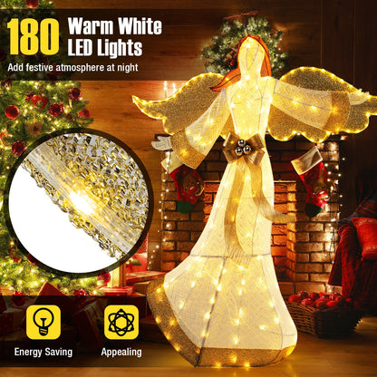 5.2 ft Christmas Pre-Lit Angel with Halo Wings, 180 warm white LEDs, DirectDeals ornament on Tampa Home & Garden Store