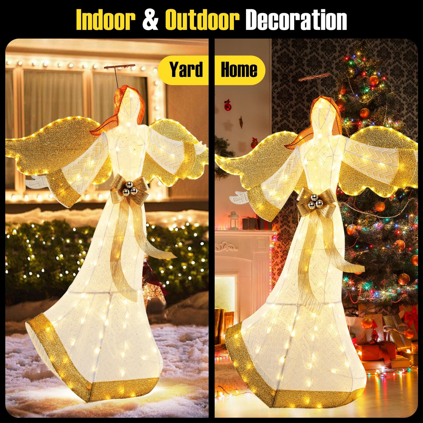 5.2 ft Christmas pre-lit angel statue DirectDeals halo wings and 180 warm white LEDs for decor on Tampa Home & Garden Store