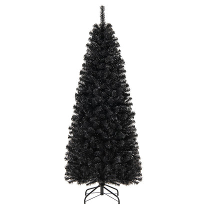 Árbol de Navidad/Halloween preiluminado con puntas de ramas de PVC y luces blancas cálidas - 2,13 m