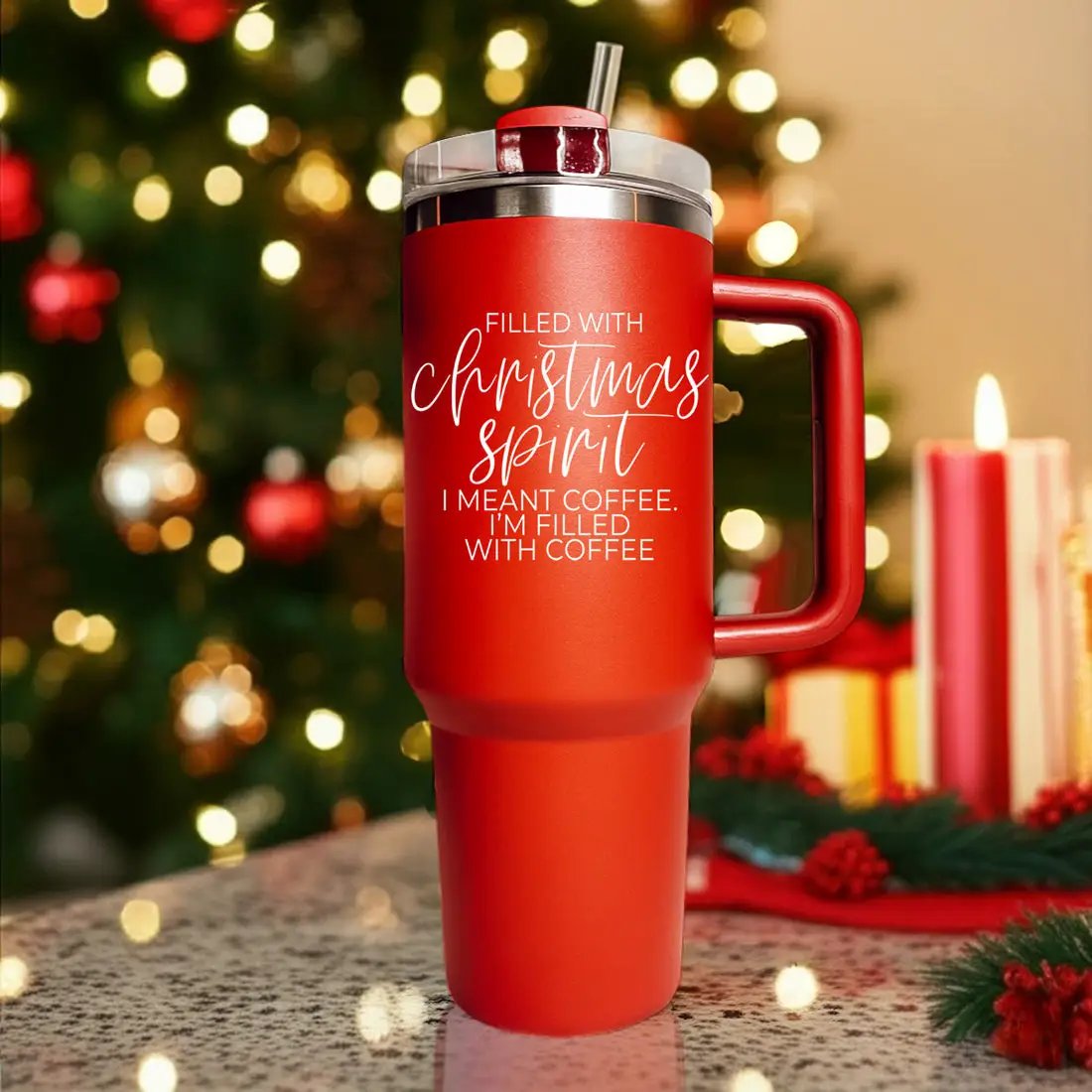 Christmas Spirit Coffee Mug 40oz Insulated