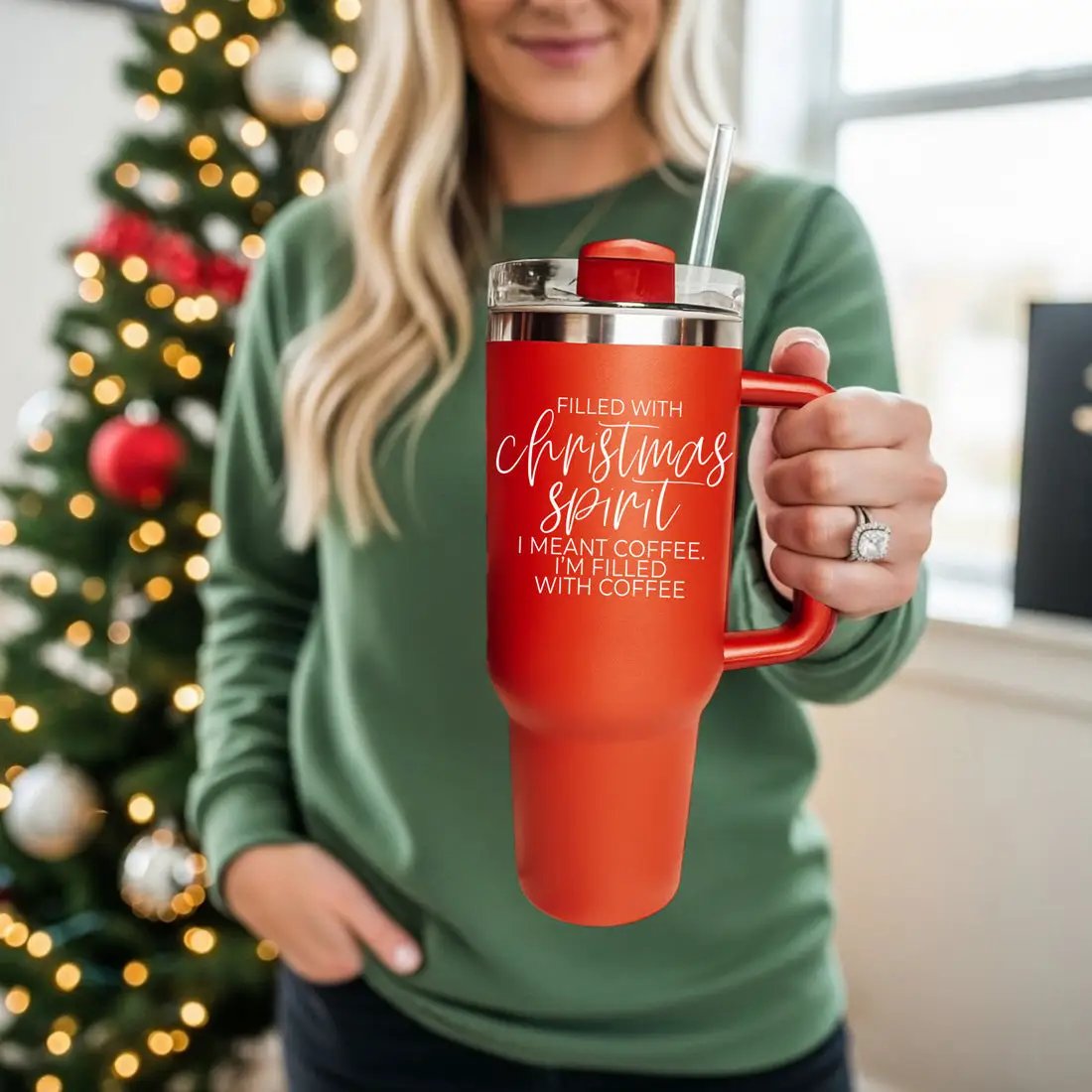 Christmas Spirit Coffee Mug 40oz Insulated