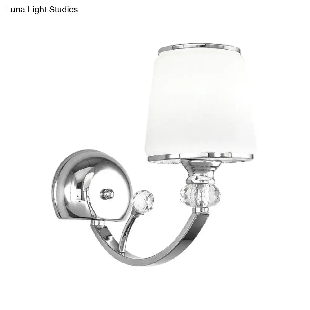 Chrome Crystal Bedroom Wall Light by Decorbites with white fabric shade and crystal accents on Tampa Home & Garden Store