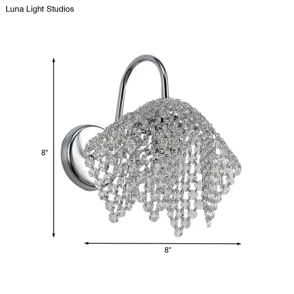 Chrome Crystal Bedroom Glow Wall Sconce by Decorbites with crystal shade 8x8 inches on Tampa Home & Garden Store