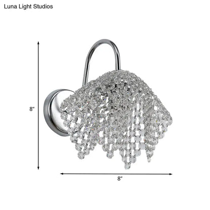 Chrome Crystal Bedroom Glow Wall Sconce by Decorbites with crystal shade 8x8 inches on Tampa Home & Garden Store