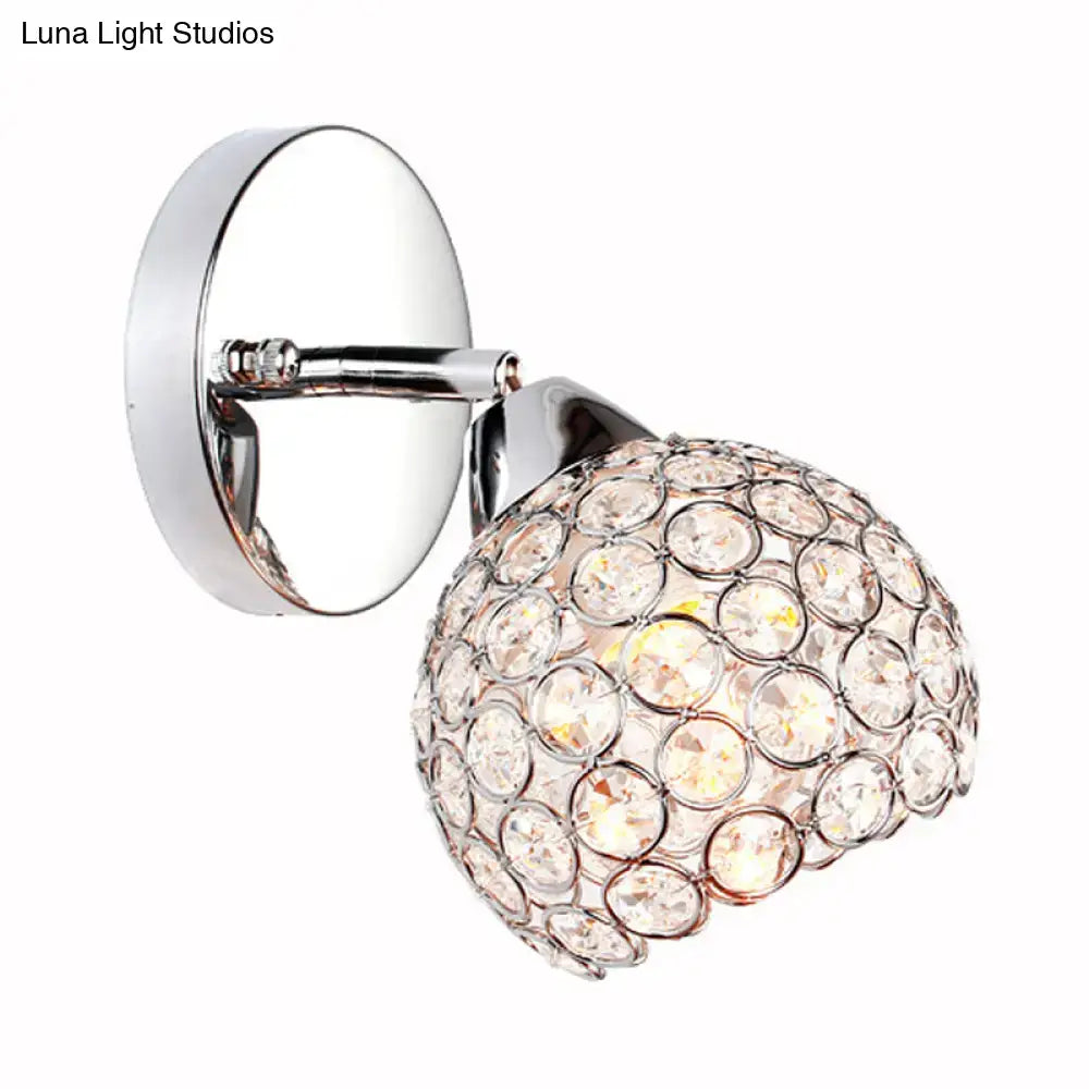 Chrome crystal modern sconce with globe of crystal discs by Decorbites on Tampa Home & Garden Store