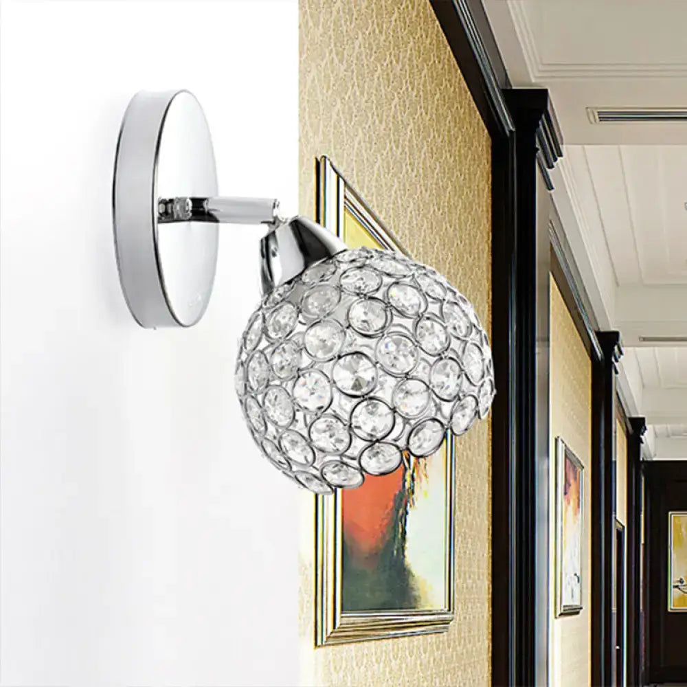 Decorbites Chrome Crystal Modern Sconce with glass crystal globe, wall-mounted on Tampa Home & Garden Store