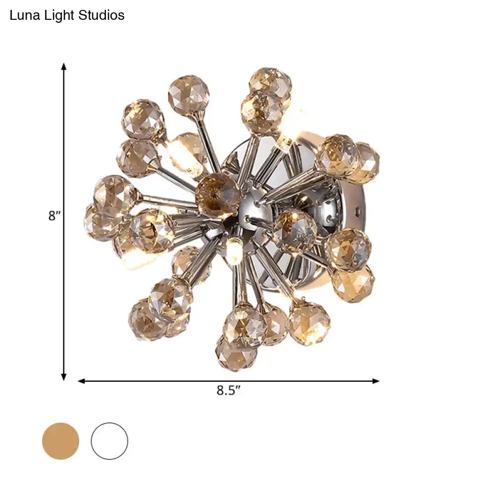 Chrome Sputnik Flushmount by Decorbites with amber crystal spheres, 8.5in wide x 8in high on Tampa Home & Garden Store