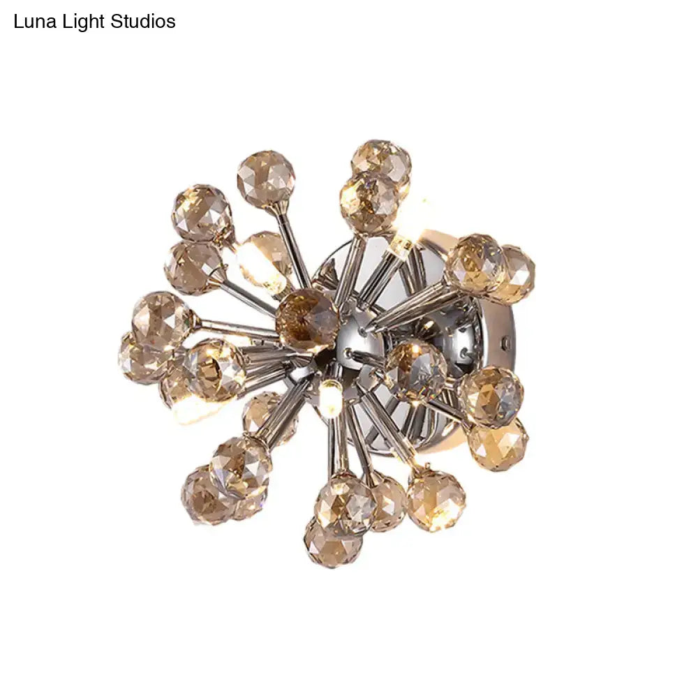 Decorbites Chrome Sputnik Flushmount chandelier with crystal orbs and chrome spokes on Tampa Home & Garden Store