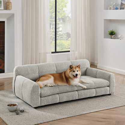 Elevated dog sofa bed with foam comfort in light gray fabric for large dogs on Tampa Home & Garden Store