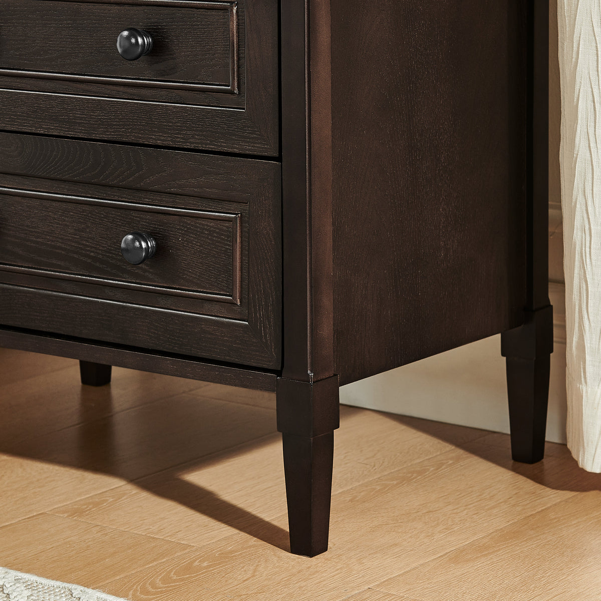 HouseOfZazla wooden bedside nightstand with open cubby and two drawers in espresso finish on Tampa Home & Garden Store