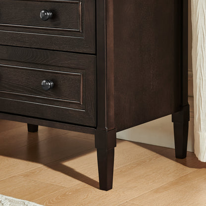 HouseOfZazla wooden bedside nightstand with open cubby and two drawers in espresso finish on Tampa Home & Garden Store