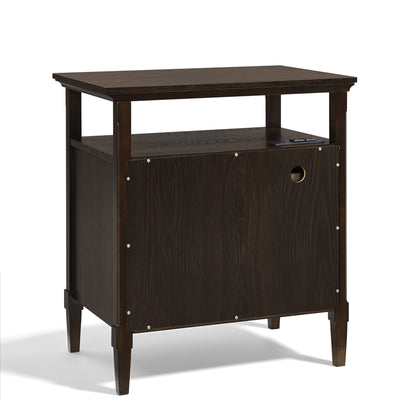Wooden bedside nightstand in dark brown with open cubby and 2 storage drawers HouseOfZazla on Tampa Home & Garden Store