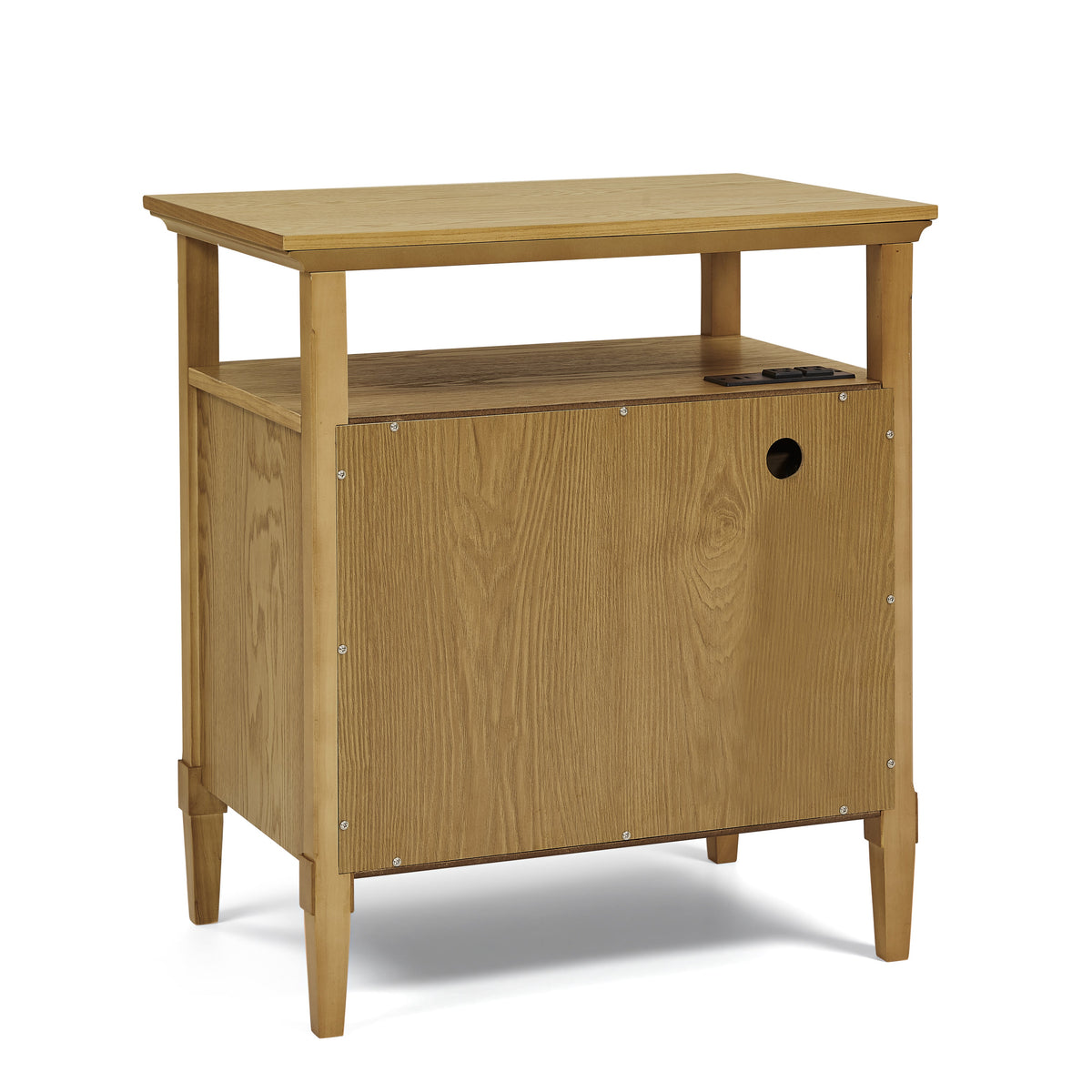 Wooden bedside nightstand with open cubby and two storage drawers in natural oak by HouseOfZazla on Tampa Home & Garden Store