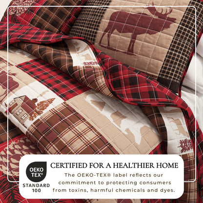 Rustic Woodland and Plaid Quilt Set for Bedroom