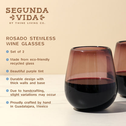 Set of Two Segunda Vida Stemless Wine Glasses