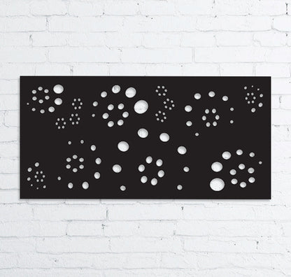 Metal privacy screen, black wall art with circular cutouts, 46-inch, Rustica Ornamentals on Tampa Home & Garden Store