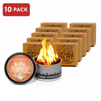 City Bonfires Fall Edition 10-pack portable outdoor fire pit set with Hello Pumpkin scent on Tampa Home & Garden Store