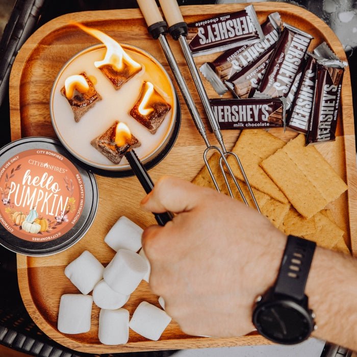 City Bonfires Fall Edition outdoor s'mores tray with marshmallows and Hershey's chocolate on Tampa Home & Garden Store