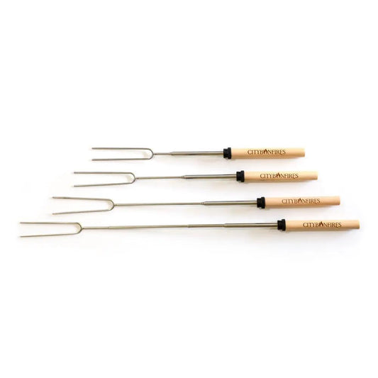 Smores sticks City Bonfires telescoping stainless steel skewers with wooden handles, 4 pcs on Tampa Home & Garden Store