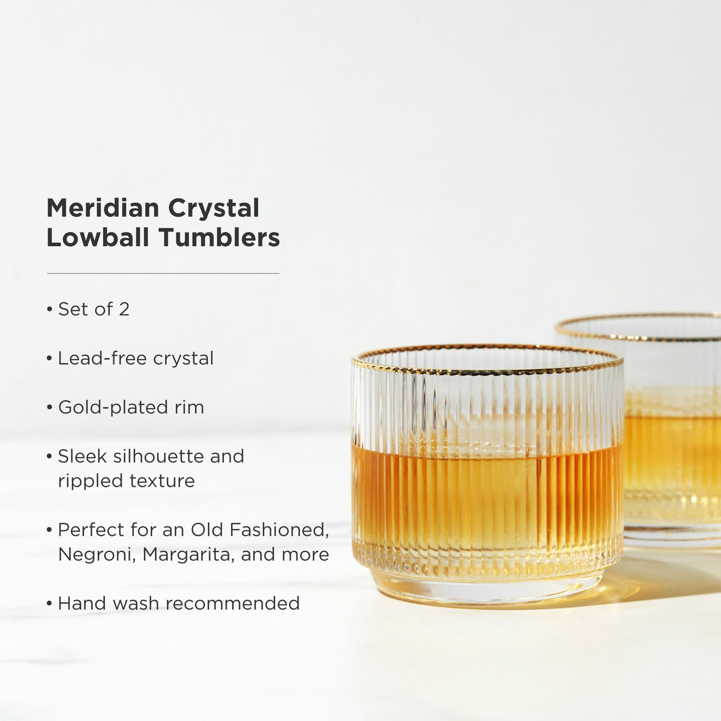 Meridian Crystal Lowball Tumblers Set of Two