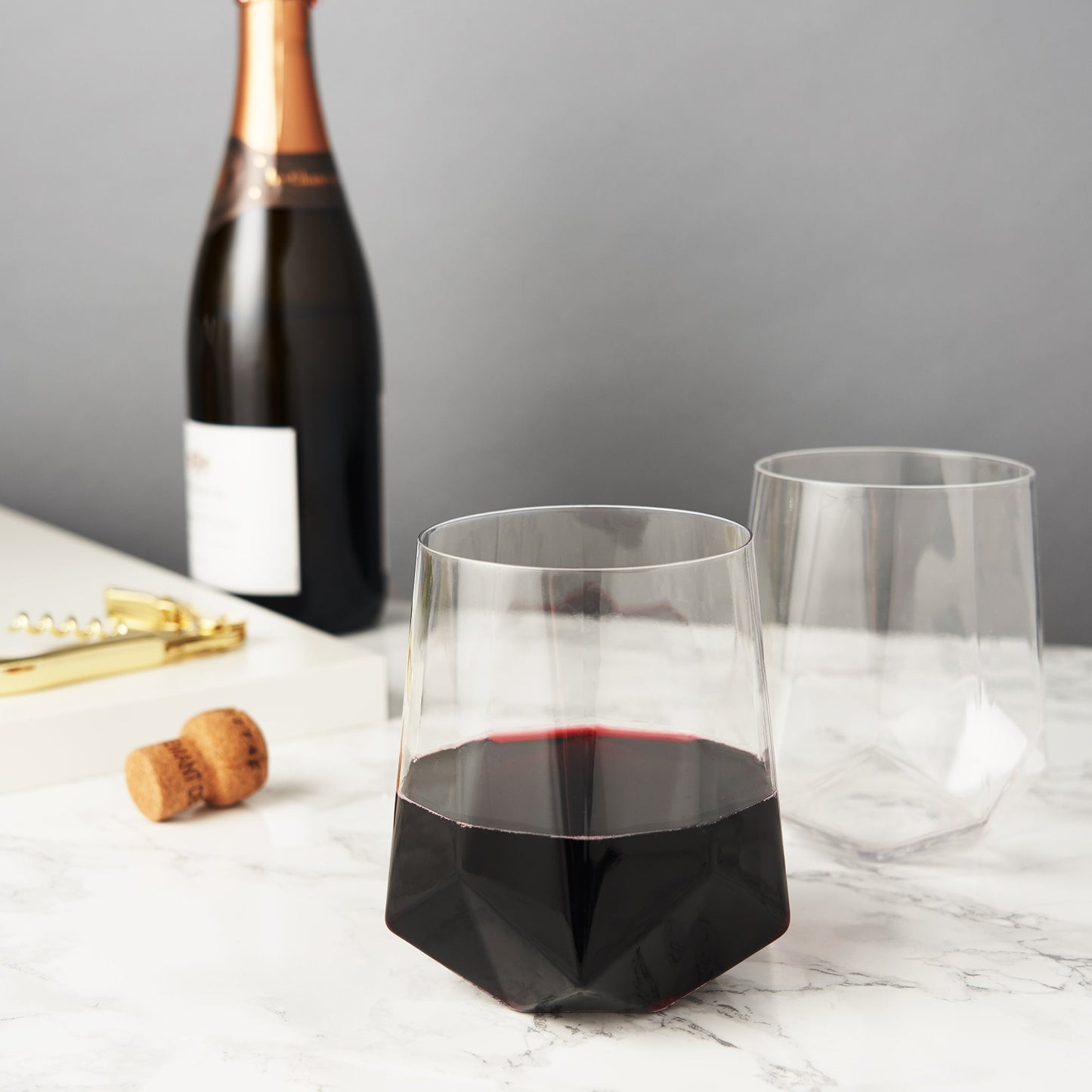 Faceted Crystal Wine Glasses and Star Base