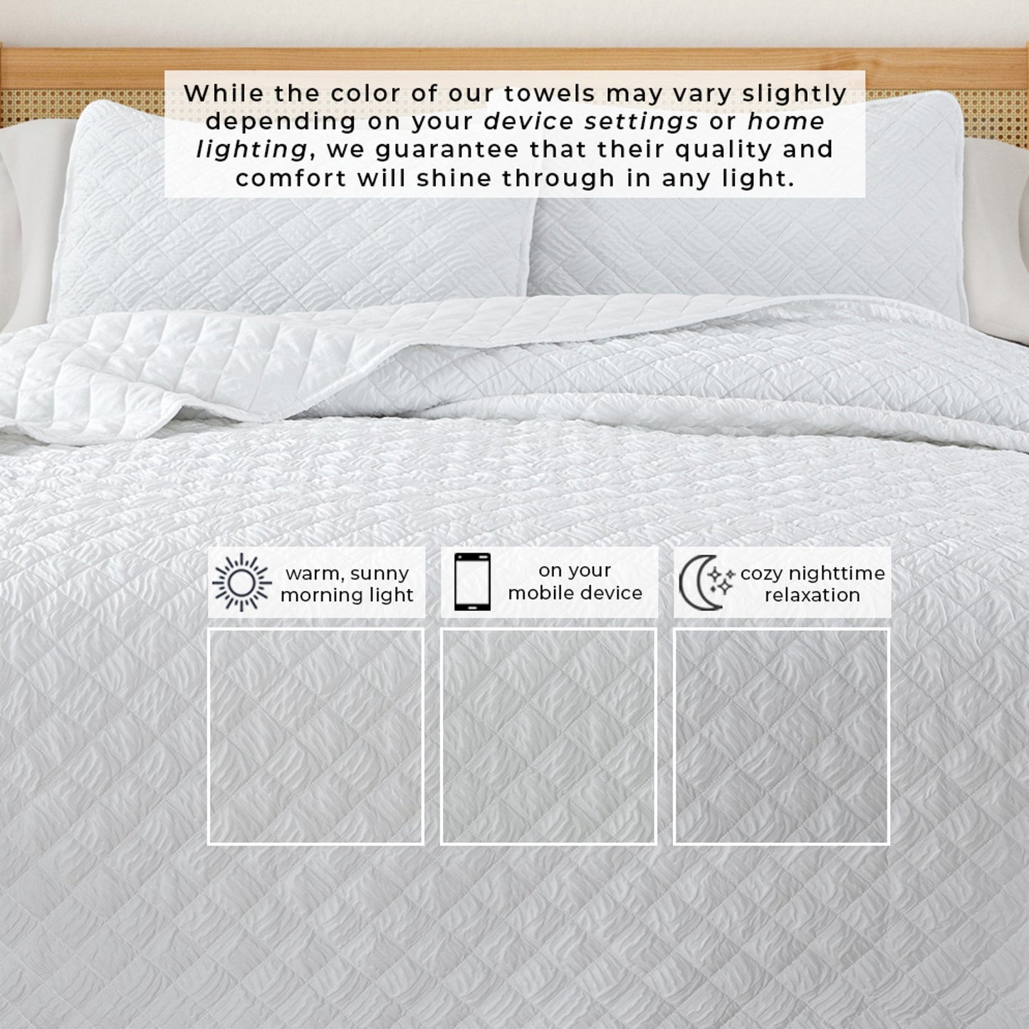 Reversible White Embossed Diamond Quilt Set