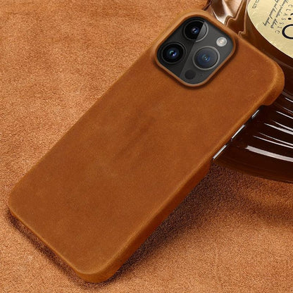 Stevvex Classic brown genuine leather iPhone case with bumper, slim back cover on Tampa Home & Garden Store