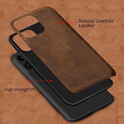Brown genuine leather iPhone case by Stevvex with cowhide and black high-strength PC inner on Tampa Home & Garden Store