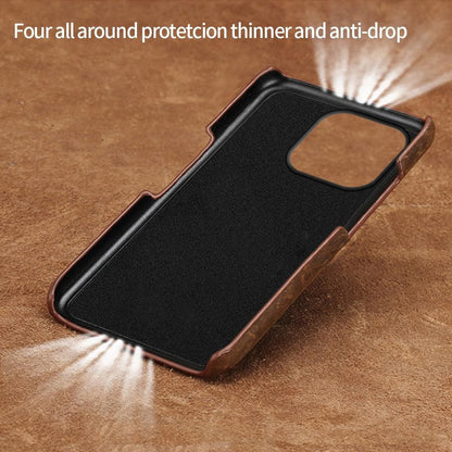 Stevvex brown genuine leather iPhone bumper case with black interior on Tampa Home & Garden Store