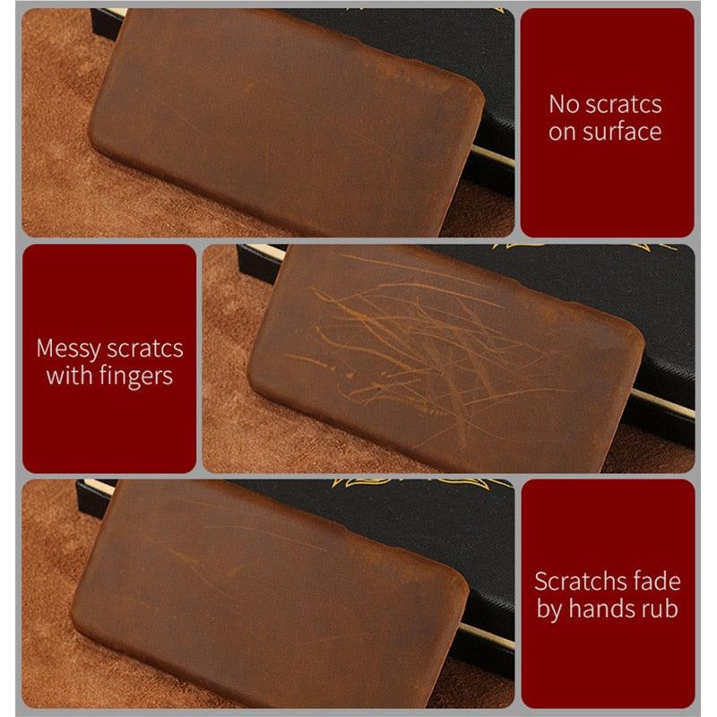 Stevvex brown genuine leather phone case back cover bumper for iPhone scratch test collage on Tampa Home & Garden Store