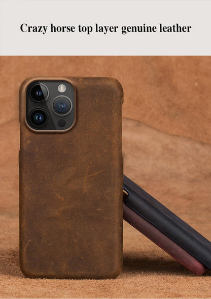 Stevvex Classic Brown Genuine Leather iPhone Case, slim back cover bumper on Tampa Home & Garden Store